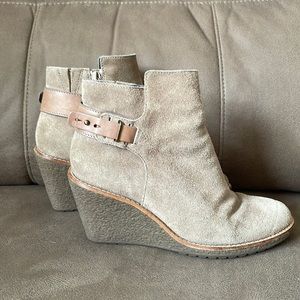 Cole Haan Suede Wedge Zip Up Booties
